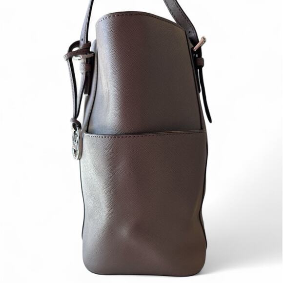 Michael Kors Women's Grey Jet Set Travel Meduim Handbag Zip Up Open Top Tote - Picture 3 of 9